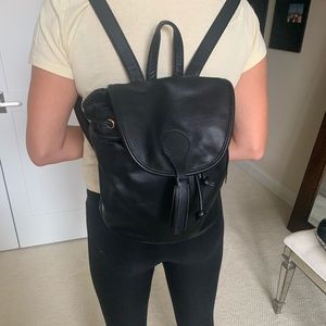 Black faux leather backpack